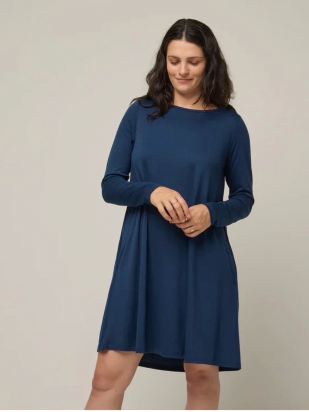 Wool& Rowena Swing Dress Merino Wool Size S Blue